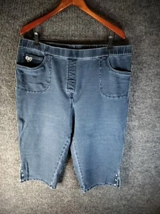 Quaker Factory Cropped Jeans Women's Size XL Blue Pull On - Picture 1 of 9