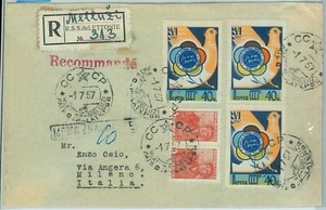 66866 - URSS Rusia LETONIA - Historia Postal - CUBIERTA REGISTRADA a ITALIA 1957 - Imagen 1 de 1