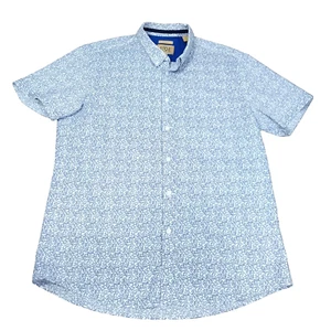 Joseph Abboud Men's Short Sleeve Button Down Shirt Slim Fit Large Blue White - Picture 1 of 10