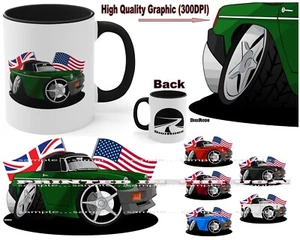 MGB MG Convertible Vintage British Flags DigiRods Koolart Cartoon Taza de café - Imagen 1 de 4