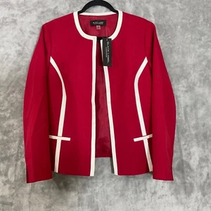 NWT Black Label by Evan-Picone Essentials Open Front Blazer Jacket size 14 Red - Picture 1 of 12