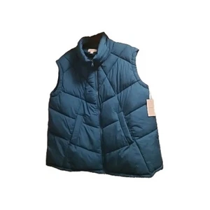 NWT NORDSTROM 2X Teal Ocean Quilted Stand Collar Puffer Vest Women - Picture 1 of 2