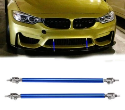 2pcs Car Universal Bumper Lip Splitter Blue Rod Strut Tie Bar Support 15CM - Image 1 of 4