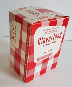 Unused VTG CLOVERLAND DAIRY ICE CREAM BOX Red Gingham ZURHEIDE STEVENS POINT WI - Picture 1 of 6