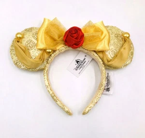 Disney Park Belle Mickey Minnie Mouse Ears Beauty and the Beast Bow Headband - Picture 1 of 3