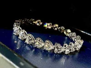 Heart Shape Lab Created Diamond Women's Tennis Bracelet 14K White Gold Over 8Ct - Picture 1 of 1