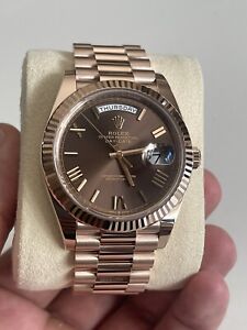 ROLEX DAY DATE EVEROSE 40 CHOCOLATE ROMAN NUMERAL DIAL 18K ROSE GOLD 228235
