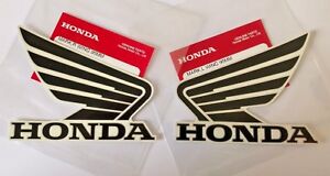 Honda Kraftstofftank Flügel Aufkleber Sticker X 2 Schwarz (Silber Umriss) & Weiß