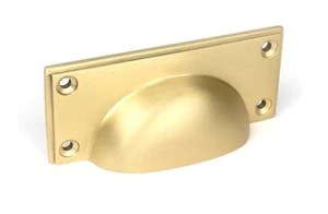From The Anvil 50942 Satin Brass Art Deco Drawer Pull - Picture 1 of 3