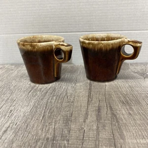 BROWN DRIP Coffee Cups (2) Vintage - Picture 1 of 3