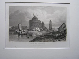 Grabado en acero 1834 Thurm bei Andernach Creuzbauer Rhein grúa enmarcada Picaporte - Imagen 1 de 3