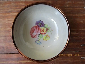 Vintage Creigiau Pottery, Wales Copper Lustreware Dish. Painted Flowers - Picture 1 of 5
