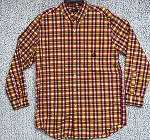 Chaps Ralph Lauren Button Up Shirt Men’s M Red Yellow Plaid Long Sleeve - Picture 1 of 5