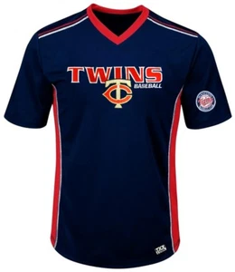 Minnesota Twins MLB Mens Cool Base Performance V Neck Jersey Navy Big Sizes - Picture 1 of 2
