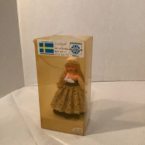 Vintage Globus Doll Handmade Sweden Costumed Eyes Open Original Box 7" Tall - Picture 1 of 10