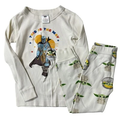 Juego de Pijama Hanna Andersson Talla 4 100 Star Wars Off White Grogu Mandalorian Foto 1 de 4