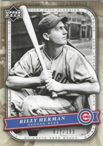 BILLY HERMAN 2005 UPPER DECK CLASSICS GOLD #7 SERIAL #27/199 CHICAGO CUBS
