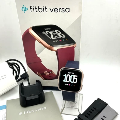 Fitbit Versa FB504 Activity Tracker Smart Watch Rose Gold 3 S/P Bands No L Boxed - Image 1 of 4
