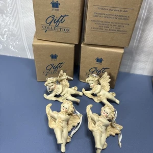 Vtg Avon Christmas Ornaments Cherub Angel w Flowers Bouquet Lot Of 4 IOB NOS ‘96 - Picture 1 of 10