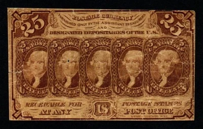 1862-63 25c FIRST Issue VF+ Fractional POSTAGE Currency! - Image 1 of 2