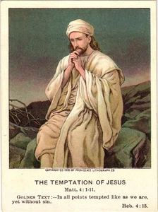 Ölbrand Bildkarte 1906 "Versuchung Jesu" Religionsunterricht Nr.1 - Bild 1 von 2