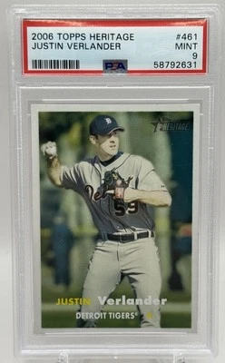 2006 Topps Heritage - Justin Verlander Rookie PSA Mint 9 Detroit Tigers #461 - Image 1 of 2