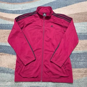 Adidas Track Jacket Red Black 3-Stripes Full Zip Retro Athleisure Size M - Picture 1 of 10