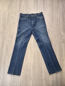 VTG Wrangler Slim Fit Jeans 36x33 Blue Denim Made in USA Cowboy (Fits 34x32) - Picture 1 of 9