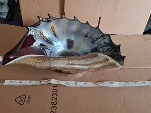 Centro de mesa de vidrio artístico Krosno Jozefina 14" con carcasa cuenco soplado a mano hecho en Polonia - Imagen 1 de 18