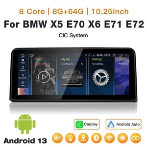10.25" Android Coche Estéreo CarPlay GPS para BMW X5 X6 E70 E71 2011-2013 CIC - Imagen 1 de 12