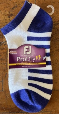 Meias Foot Joy 1 par Pro Dry leves não mostradas golfe azul/branco FJ femininas - Imagem 1 de 3