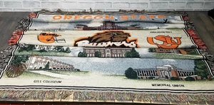 Vintage OSU Oregon State University Biber Überwurf Wandteppich Decke Gebäude - Bild 1 von 8