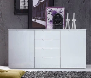 Kommode Anrichte Sideboard Mehrzweckschrank 164cm weiß hochglanz 62118467 - Bild 1 von 3