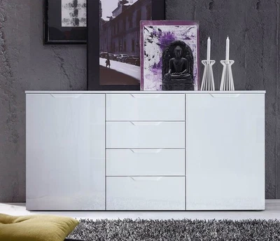 Kommode Anrichte Sideboard Mehrzweckschrank 164cm weiß hochglanz 62118467 - Bild 1 von 3