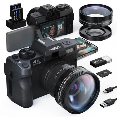 NBD Fotocamera digitale 4K 48MP 16X con Wifi 32GB Kart fotocamera macchina fotografica per vlogging