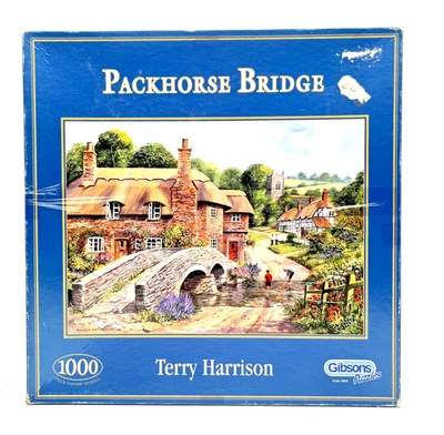 Rompecabezas Gibsons 1000 piezas Packhorse Bridge completo T Harrison Village Foto 1 de 2