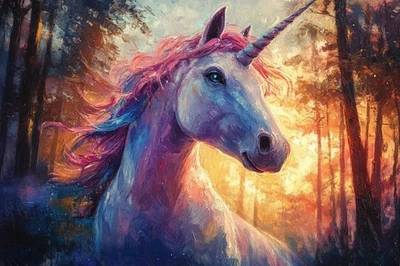 Unicorn Canvas Picture Print Wall Art - Image 1 of 3