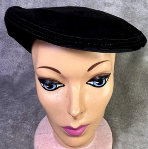 Vintage Stetson Leven Suede Black Cap Flat Top Hat Cover Ivy Driving - Picture 1 of 6