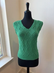 Vintage Rafaella knitted bright green sleeveless v-neck sweater vest one size - Picture 1 of 3