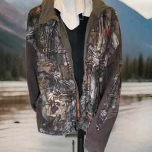 Game Winner RealTree Xtra Fleece Jacket Camo Size 3XL Brown Full Zip Front - Picture 1 of 15