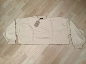 Boohoo stone recycled cropped sweatshirt. Size Med 10-12 BNWT. FREE POST.. - Picture 1 of 2