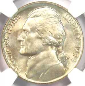 1944-P Jefferson Nickel 5C Coin - NGC MS67+ FS Plus Grade - $4,500 NGC Value - Picture 1 of 5