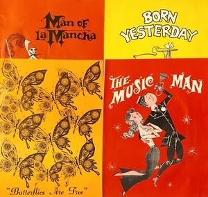 MAN OF LA MANCHA BORN YESTERDAY BUTTERFLIES ARE FREE THE MUSIC MAN PROGRAMS 70s - Picture 1 of 12