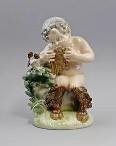 9941580 Porzellan Figur Satyr Faun Pan mt Flöte Ens 16x11x25cm - Picture 1 of 5