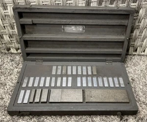Vintage Inspection Control Dearborn Gage Blocks Complete Set 35 pcs Wooden Box  - Picture 1 of 7