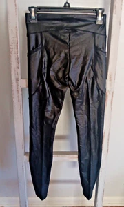 Retro Gong Faux Leather Stretch Leggings Size Medium Black NWT - Picture 1 of 22