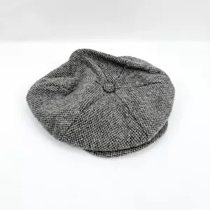 Vtg A. Adams & Spire Tweed Newsboy Hat Cap 100% Wool Size L Peaky Blinders Grey - Picture 1 of 14