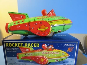 Rocket Racer 2001, Schylling, rojo/verde, juguete de fricción de lata en caja ¡funciona!¡! - Imagen 1 de 7