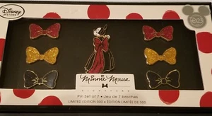 D23 Expo 2015 Designer Minnie Mouse & Bows Boxed Set Glitter Fill LE 300 Pin Lot - Picture 1 of 10