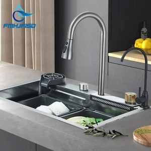 Große tiefe Doppelbecken Spüle Edelstahl Küche Unterbau Drop-In Spüle - Bild 1 von 8